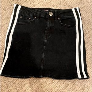 girls almost famous black skirt with white stripes
